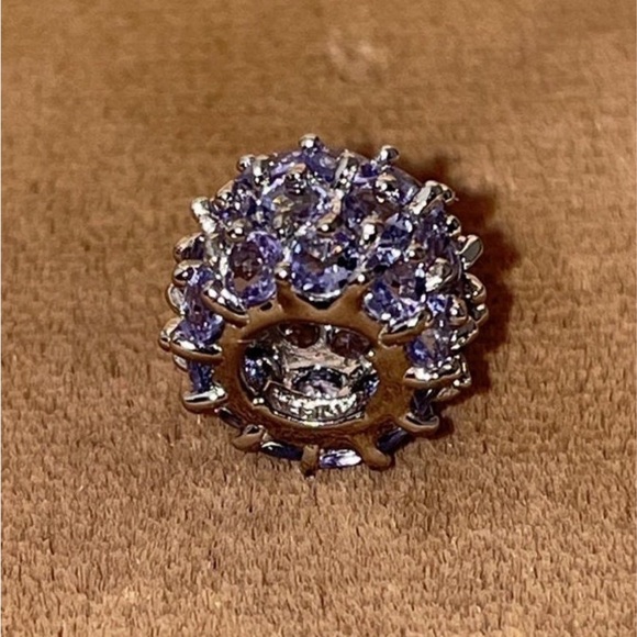 Solid 14K White Gold Tanzanite Bead Pendant Charm Slide for Necklace / Bracelet - Picture 11 of 11